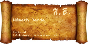 Németh Bende névjegykártya